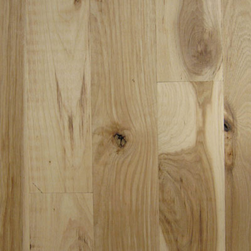 Unfinished Hickory #3 - 5" Wide 3/4" thick Strip Solid Hardwood Xulon Flooring