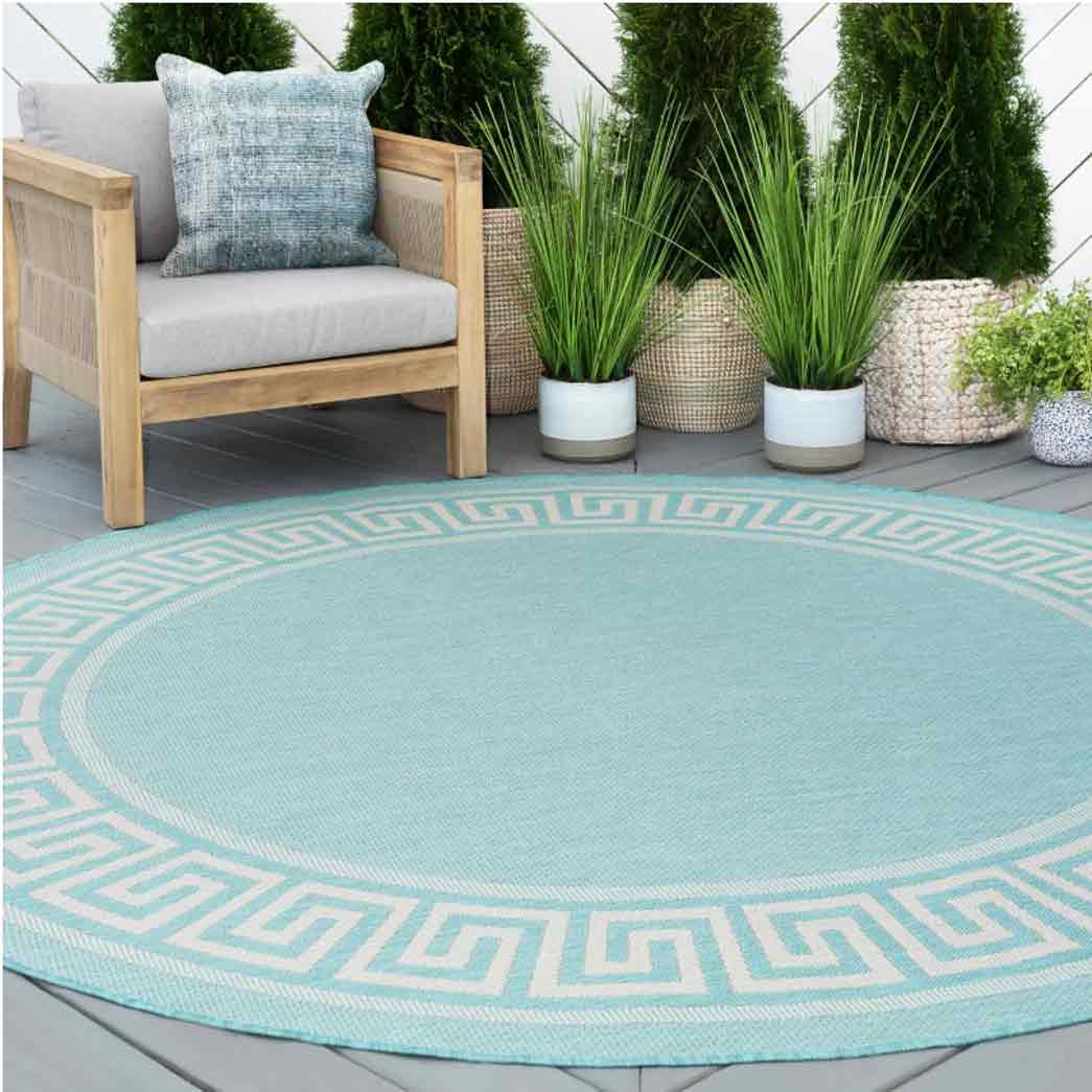 Tyse Area Rugs Eco 5'3" Round Aqua ECO1006