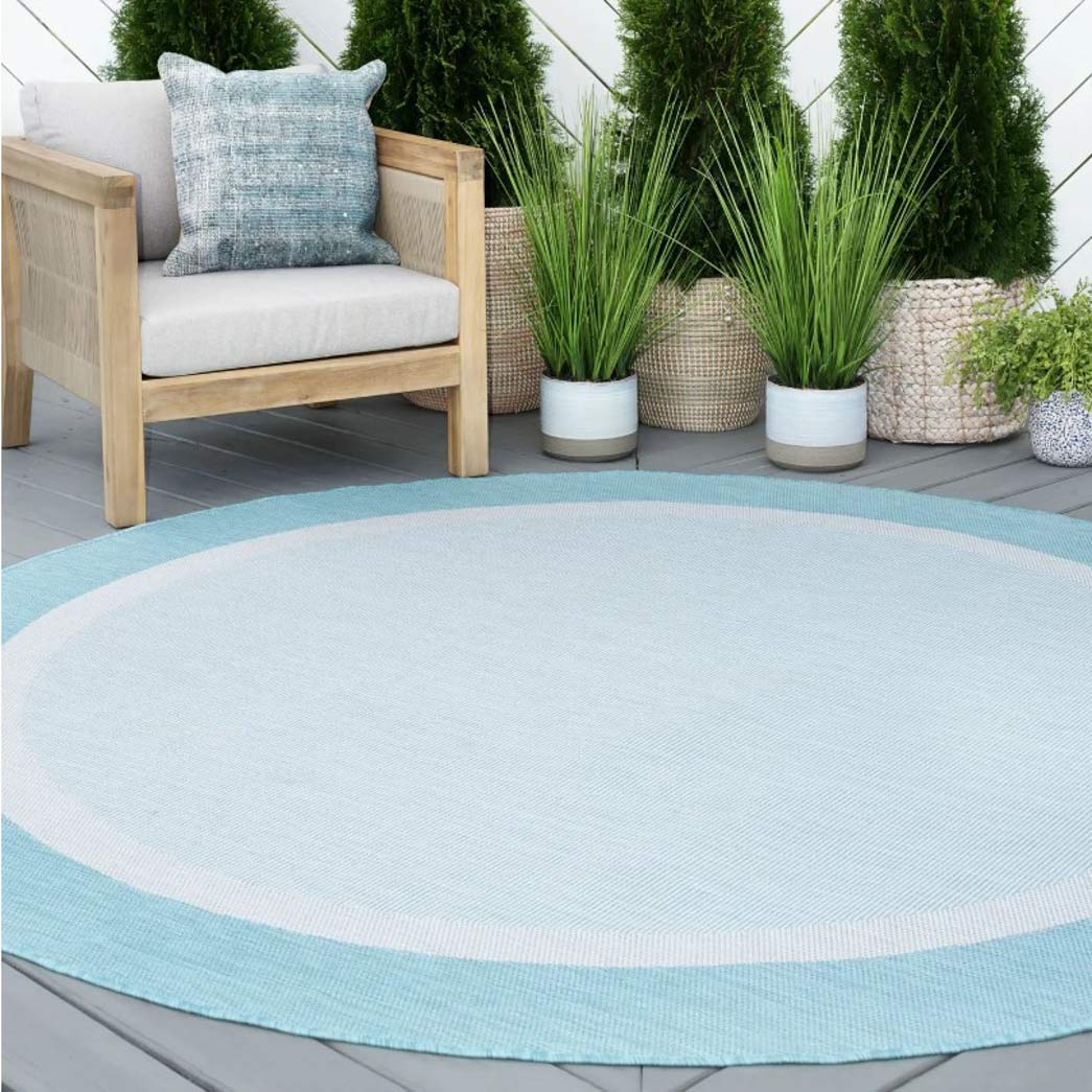 Tyse Area Rugs Eco 5'3" Round Aqua ECO1206