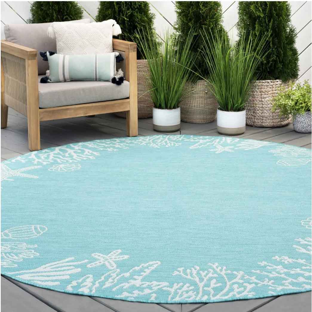 Tyse Area Rugs Eco 5'3" Round Aqua ECO1506