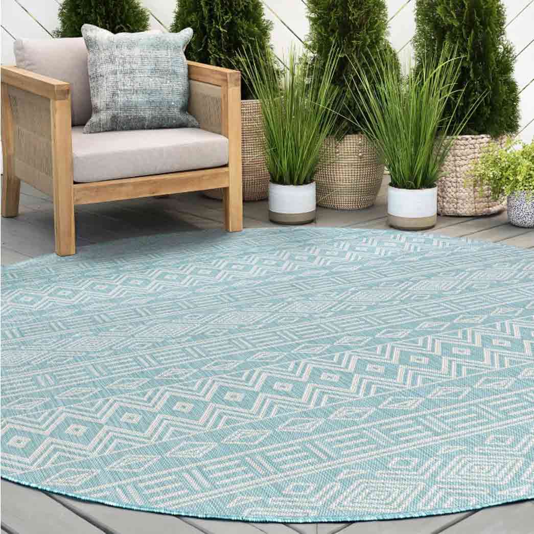 Tyse Area Rugs Eco 5'3" Round Aqua ECO2019