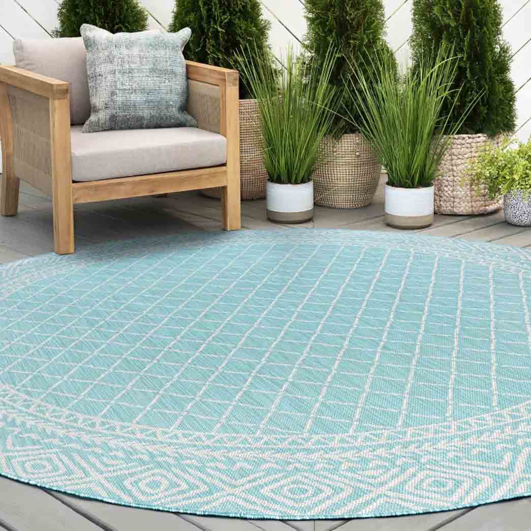 Tyse Area Rugs Eco 5'3" Round Aqua ECO2119