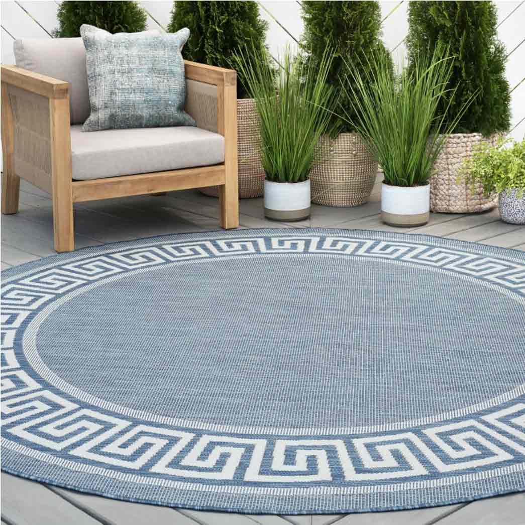 Tyse Area Rugs Eco 5'3" Round Blue ECO1002