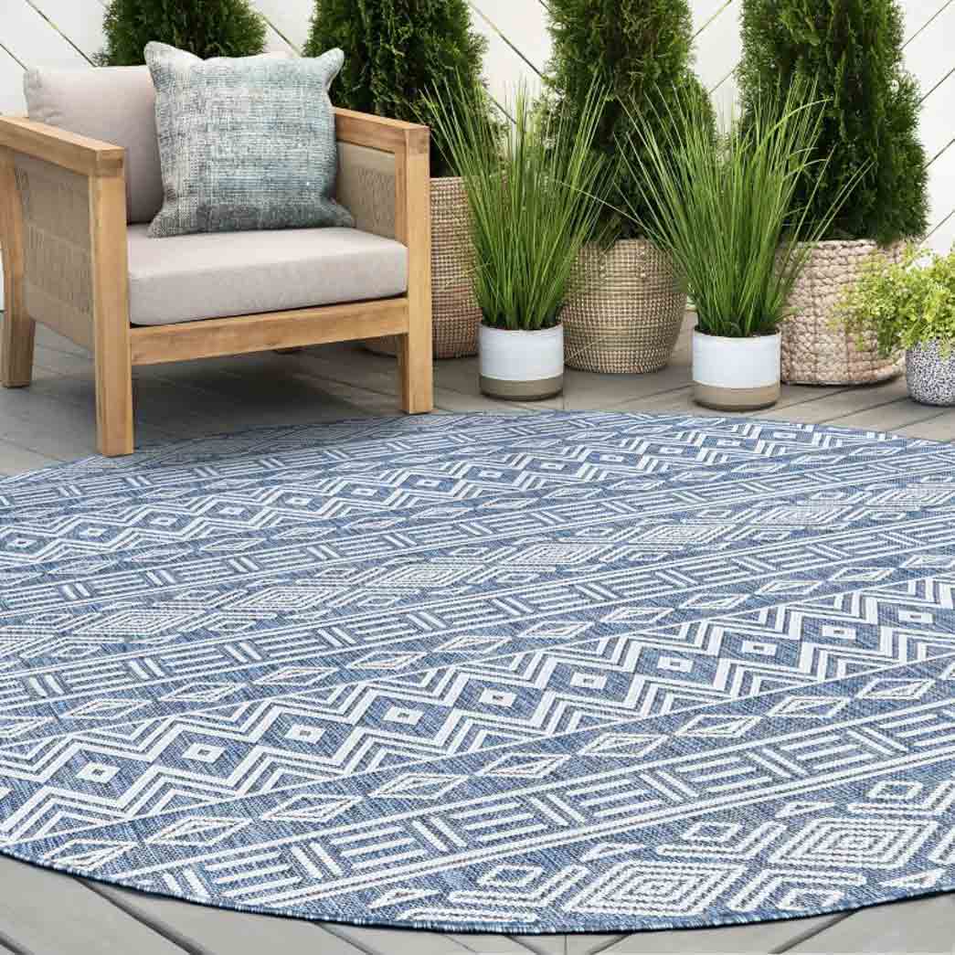 Tyse Area Rugs Eco 5'3" Round Blue ECO2006