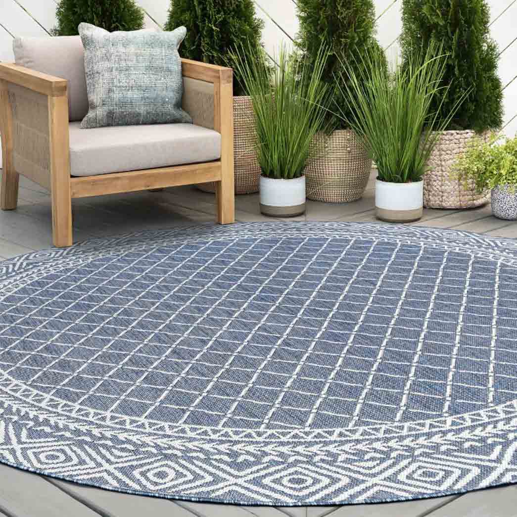 Tyse Area Rugs Eco 5'3" Round Blue ECO2106