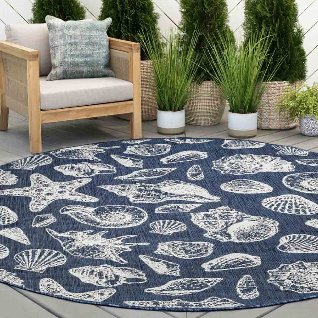 Tyse Area Rugs Eco 5'3" Round Navy ECO1405