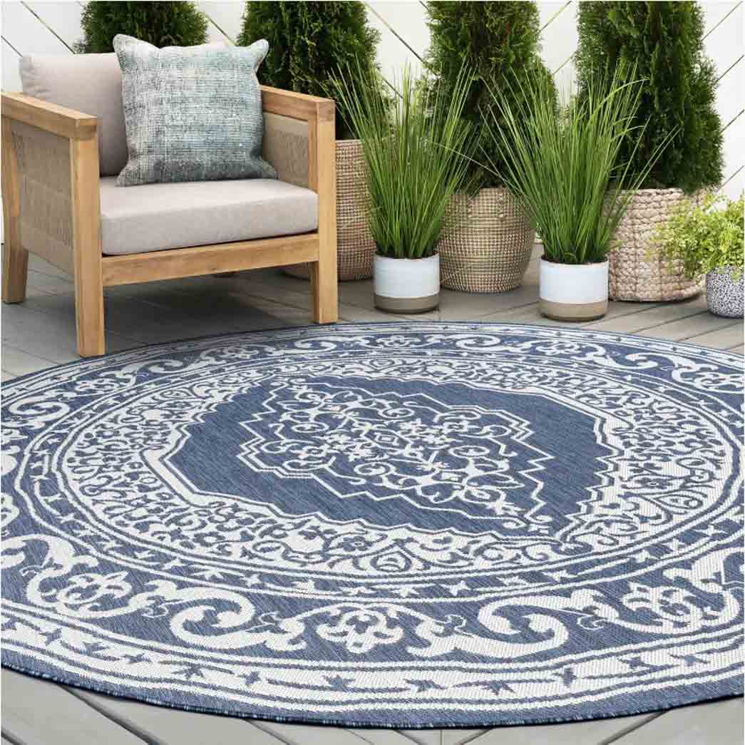 Tyse Area Rugs Eco 5'3" Round Navy ECO1605