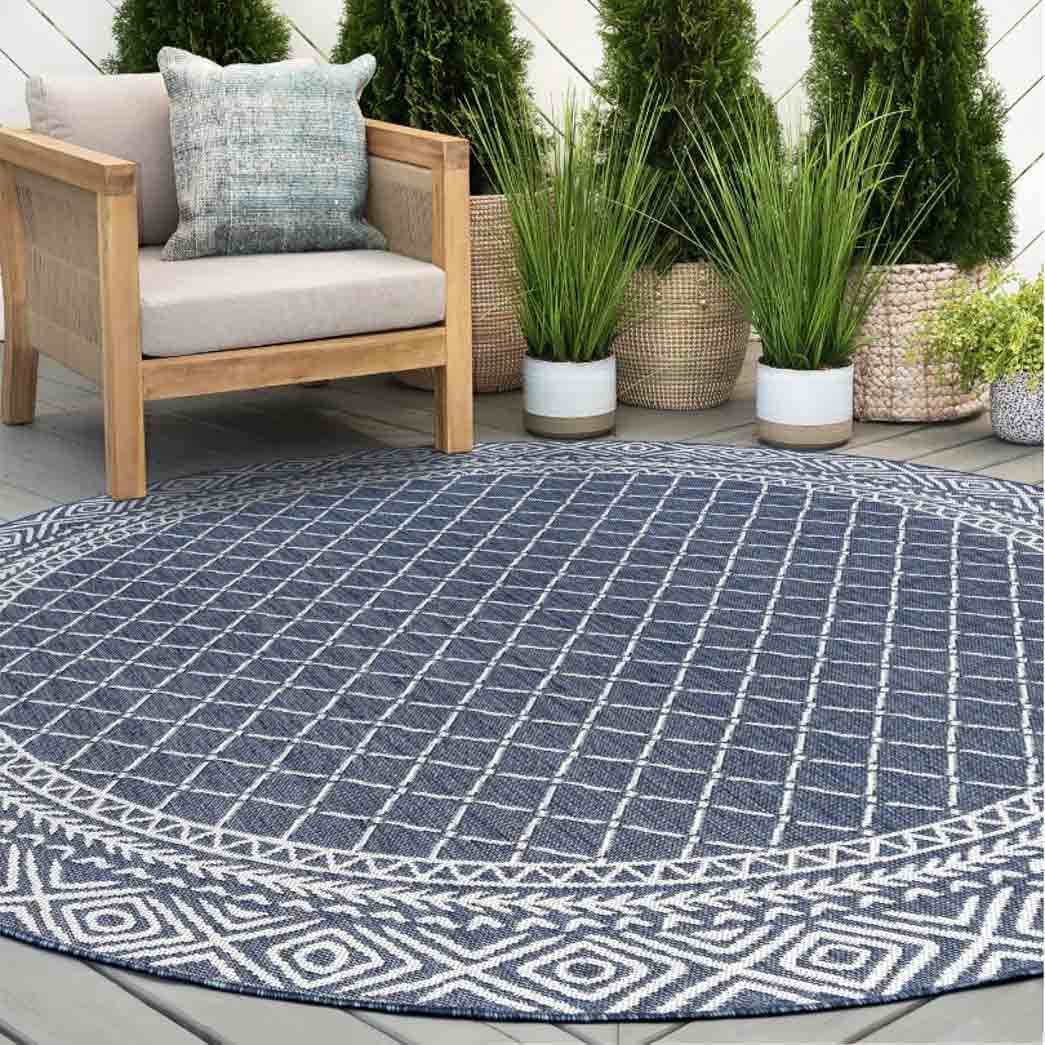 Tyse Area Rugs Eco 5'3" Round Navy ECO2107