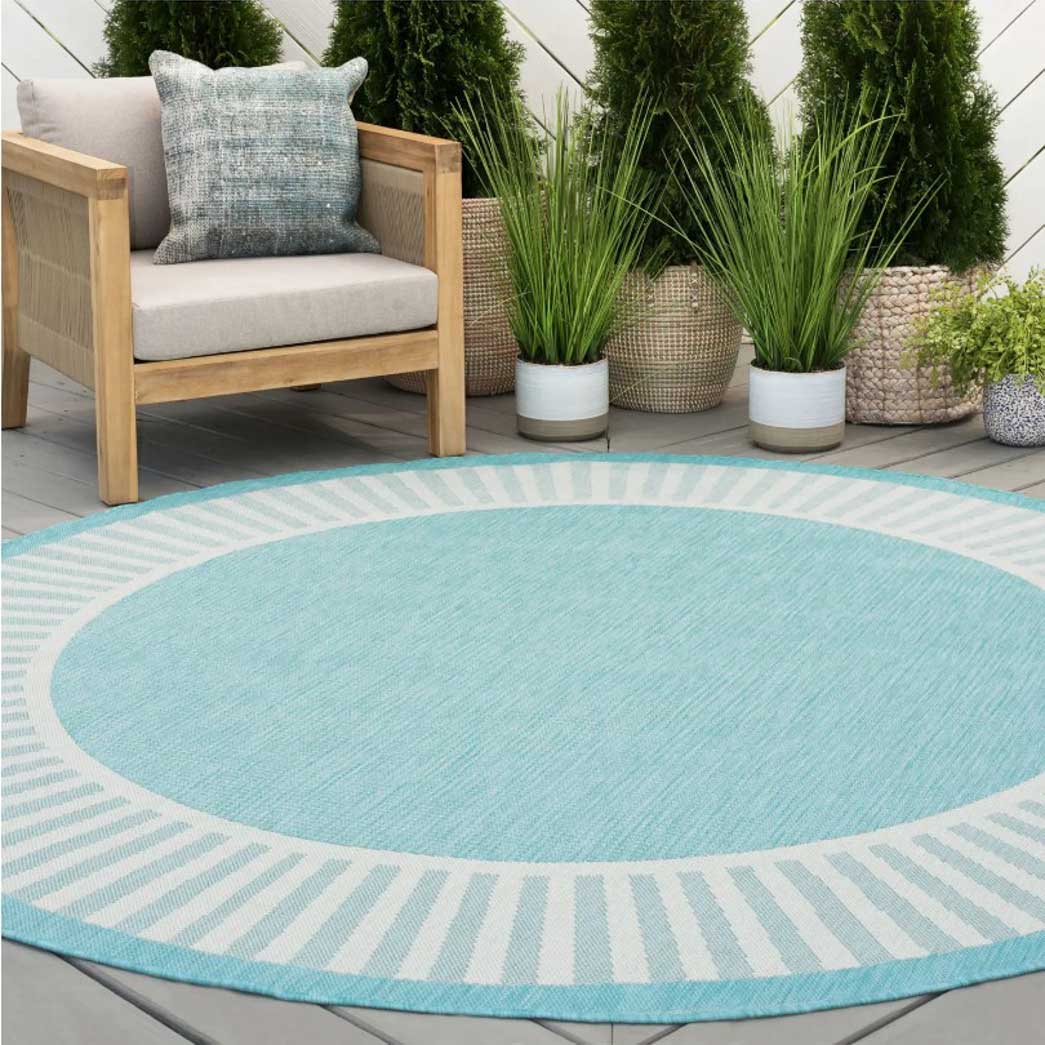 Tyse Area Rugs Eco 7'10" Round Aqua ECO1106