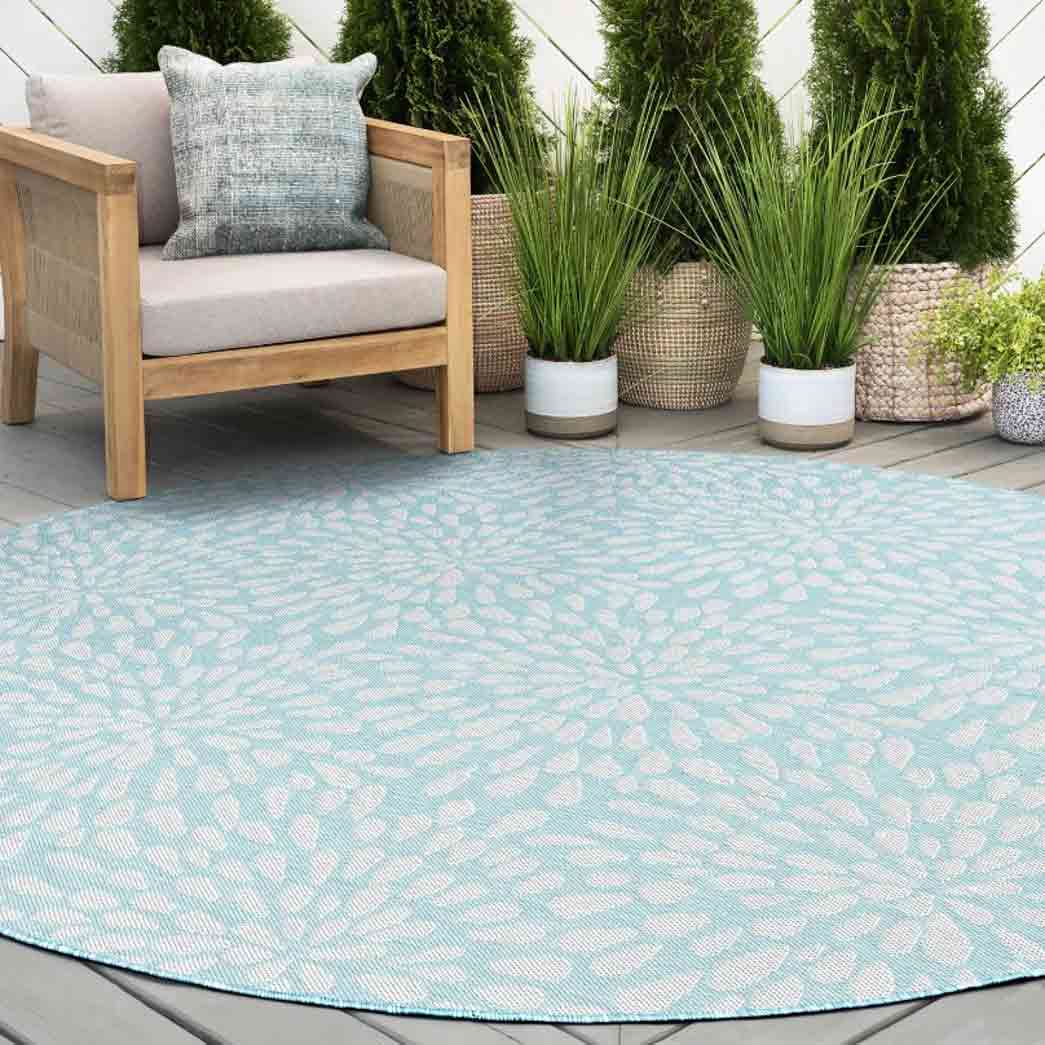 Tyse Area Rugs Eco 7'11" Round Aqua ECO1906