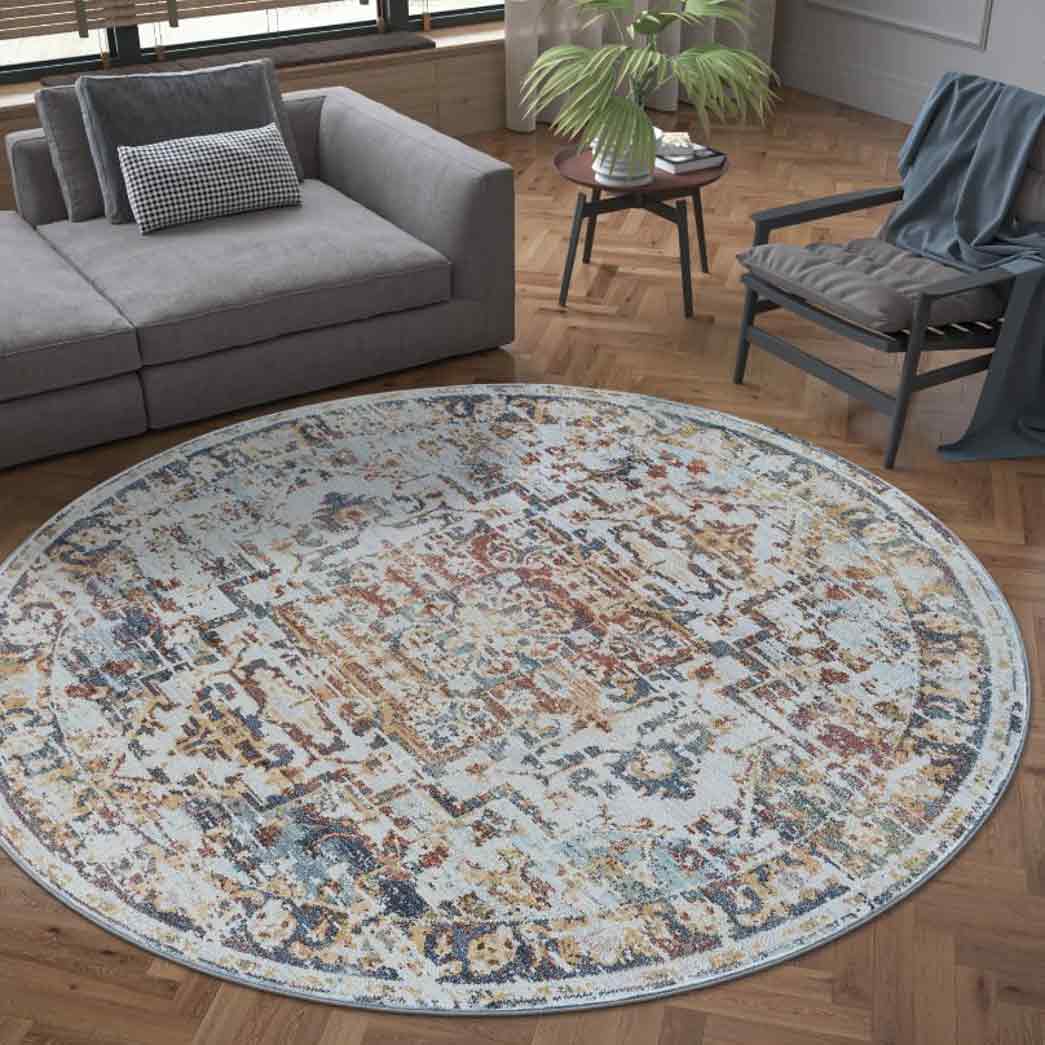 Tyse Area Rugs Reina 5'3" Round Navy REI1400