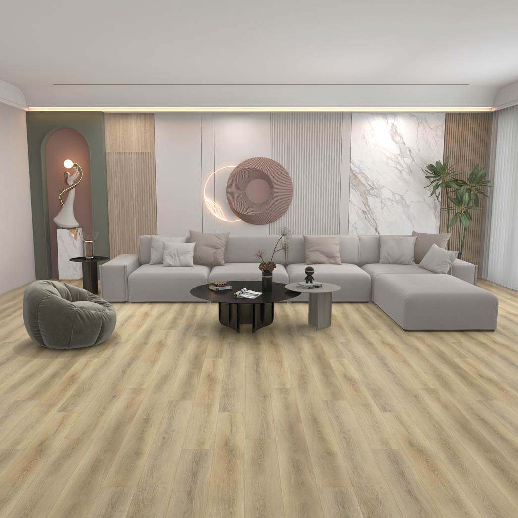 Terra Floors Trekker Beulah Valley 5.5mm 20mil EIR Painted Bevel Vinyl Plank Room Scene