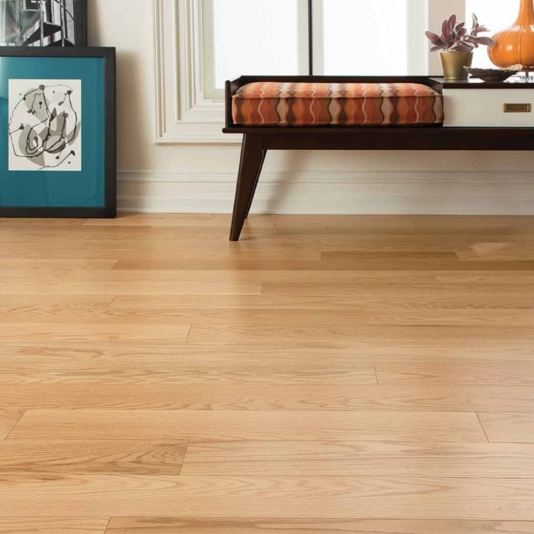 Natural 21913 Mullican Dumont Red Oak 5" Smooth 1/2" Engineered Hardwood Flooring Room Scene